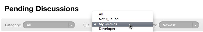 My Queues filter